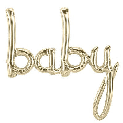 White Gold 'BABY' Script Balloon