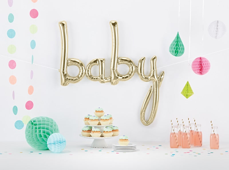 White Gold 'BABY' Script Balloon