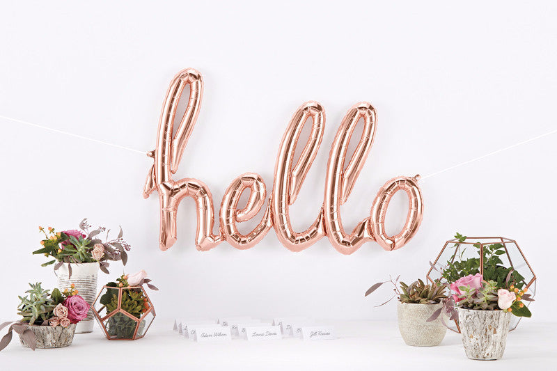 Rose Gold 'HELLO' Script Balloon