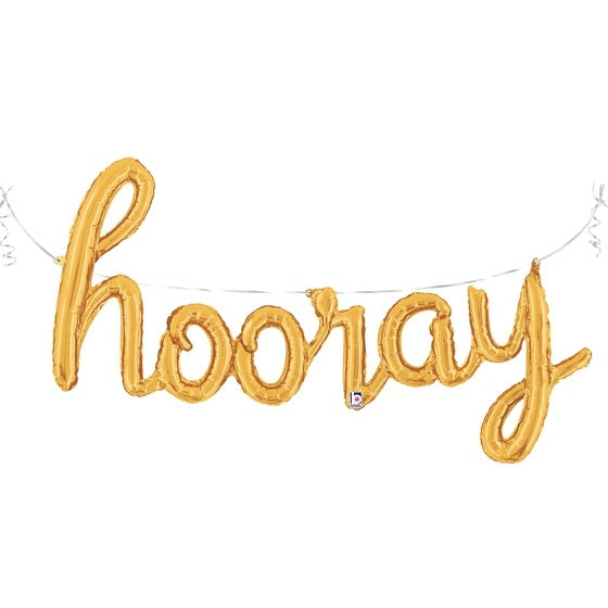 Gold 'HOORAY' Script Balloon