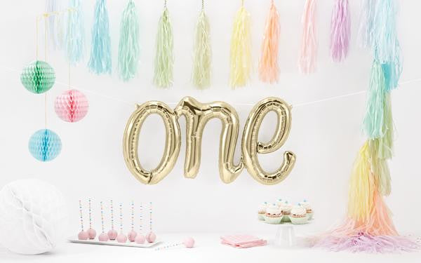 White Gold 'ONE' Script Balloon