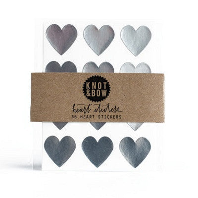 Silver Heart Stickers (36 pack)