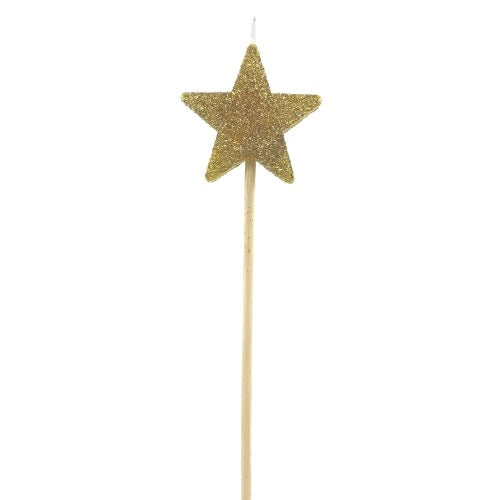 Gold Glitter Star Candle