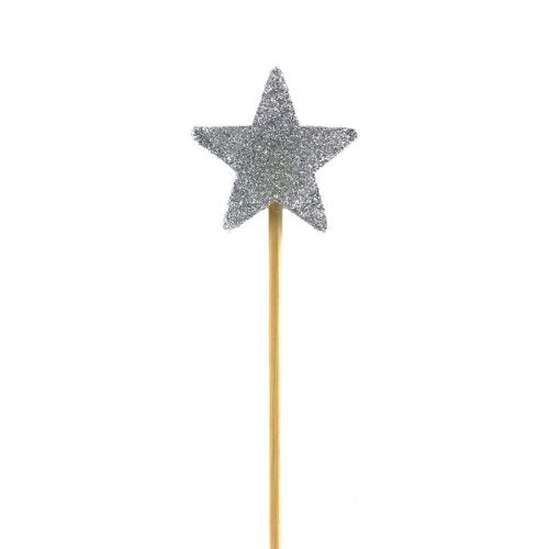 Silver Glitter Star Candle