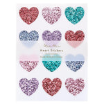 Rainbow Glitter Heart Stickers (8 sheets)