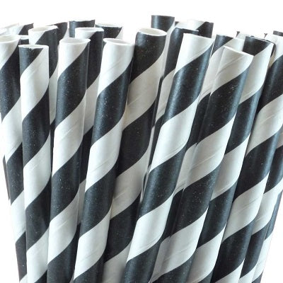 Black Striped Straws (25 pack)