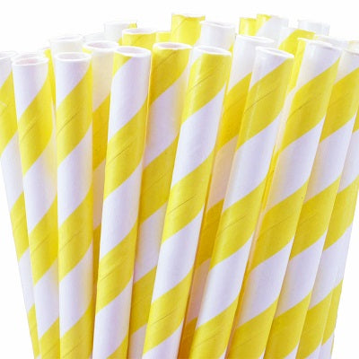 Yellow Striped Straws (25 pack)