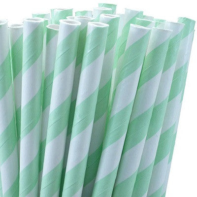 Mint Green Striped Straws (25 pack)