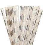 Silver Foil Striped Straws (25 pack)