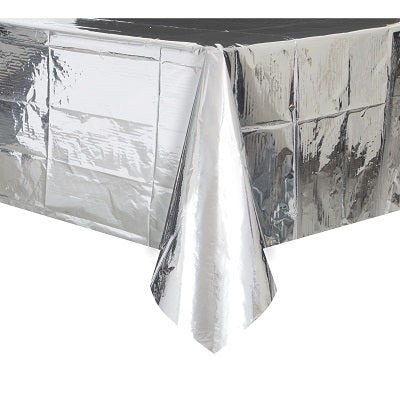 Metallic Silver Plastic Tablecloth