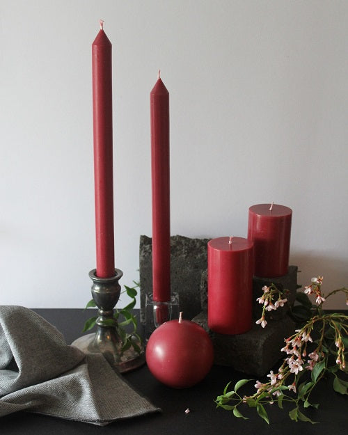 Burgundy Taper Candles (4 pack)