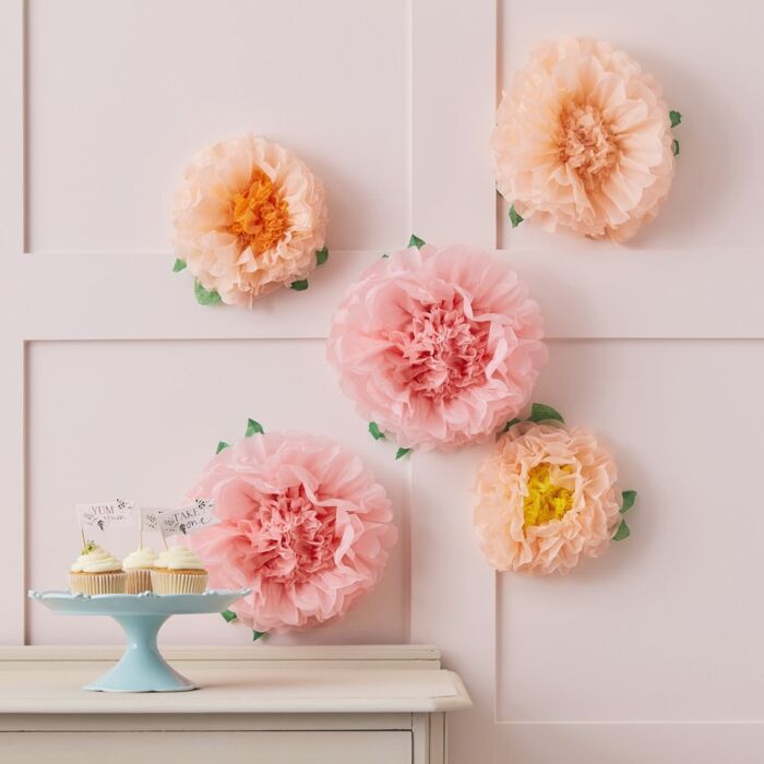 Tissue Paper Flower Pom Poms (5 pack)