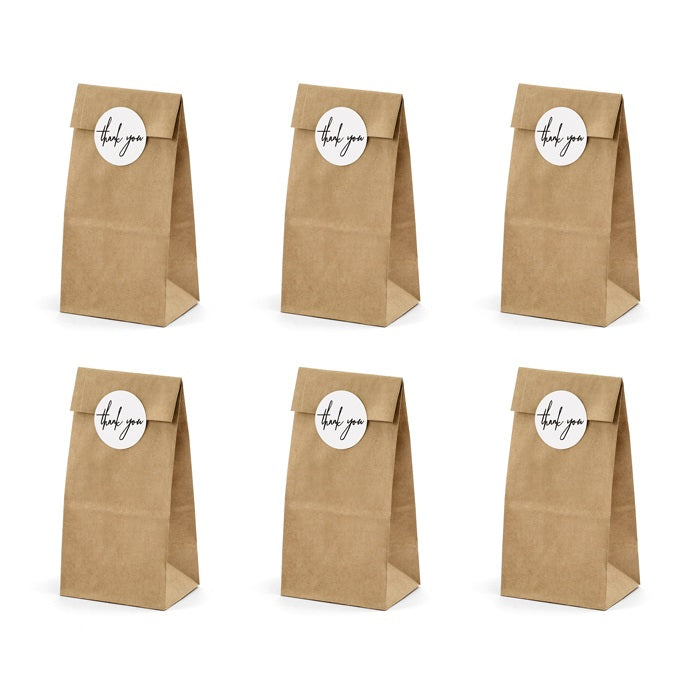 Kraft Treat Bags & Thank You Stickers (6 pack)
