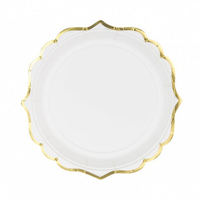 White & Gold Dessert Plates (6 pack)