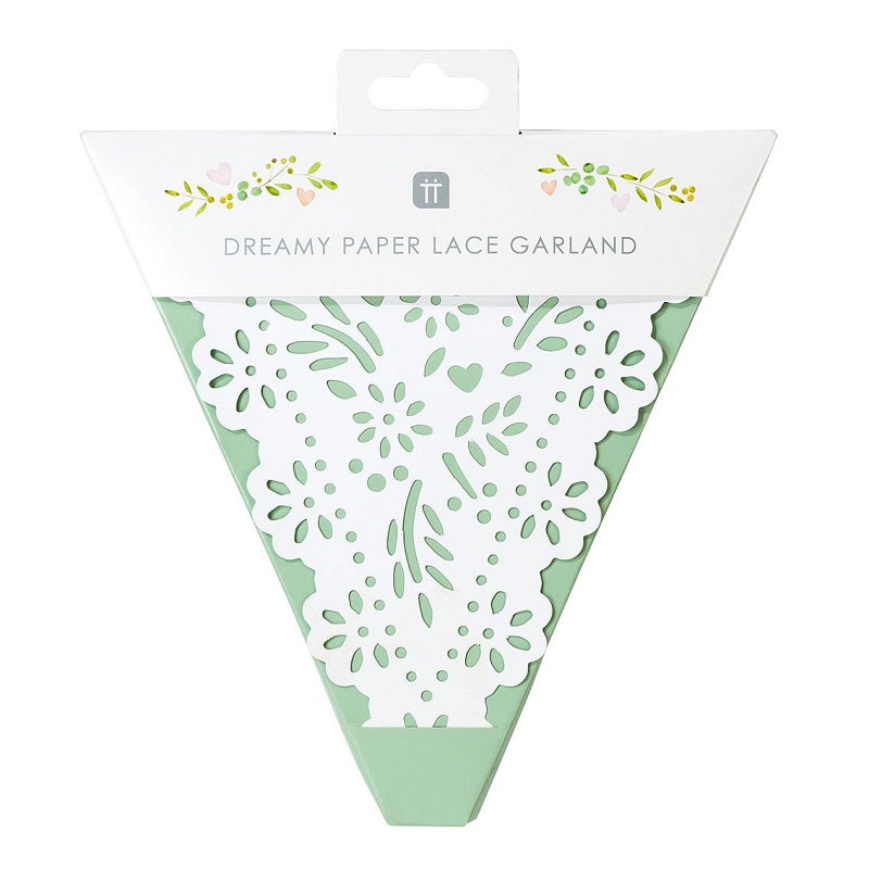 White Paper Lace Flag Garland