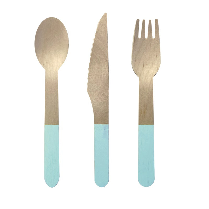 Blue Wooden Cutlery Set (10 sets)