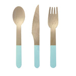 Blue Wooden Cutlery Set (10 sets)
