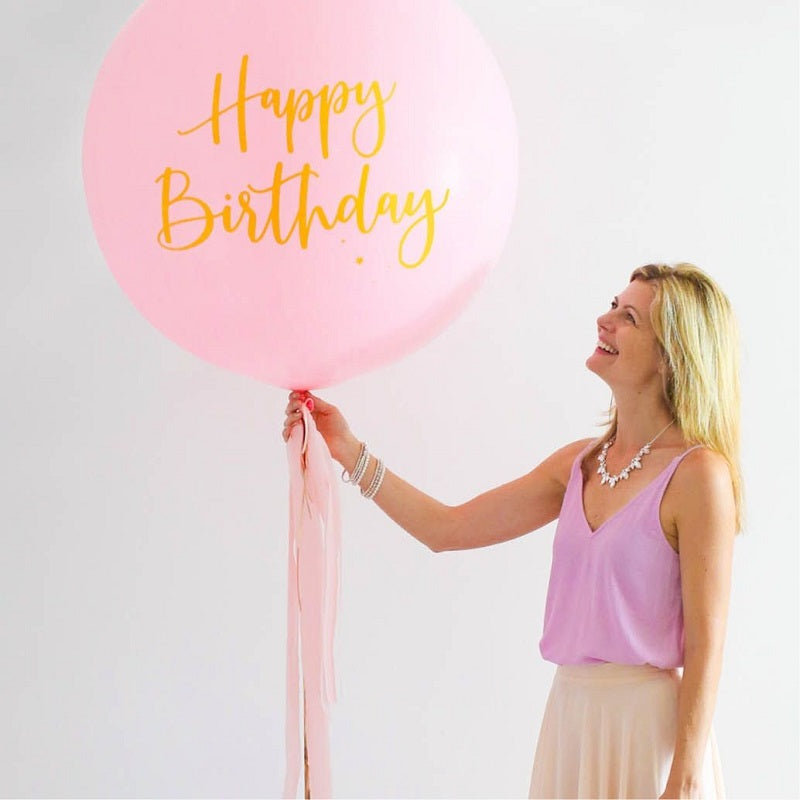 Pink Happy Birthday Giant 90cm Balloon