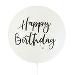 White Happy Birthday Giant 90cm Balloon
