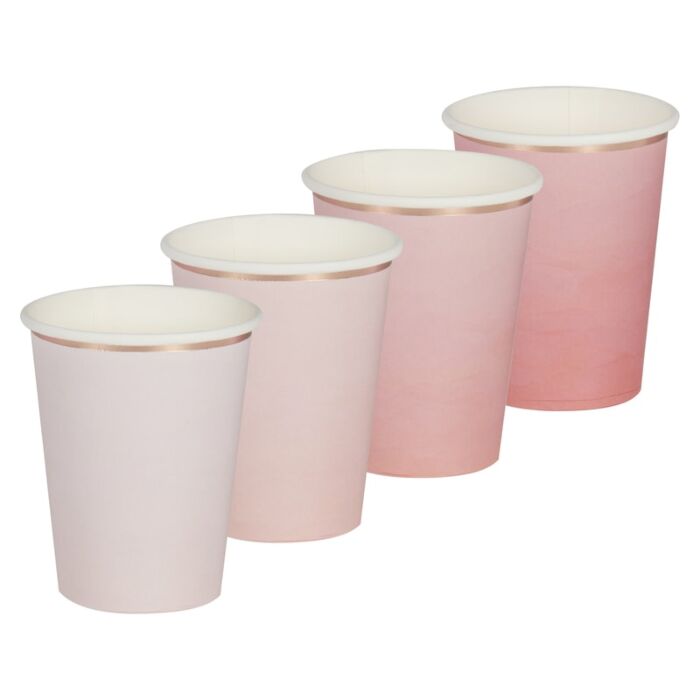 Ombre Pink & Rose Gold Cups (8 pack)