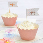 Rose Gold Glitter Cupcake Wrappers (12 pack)