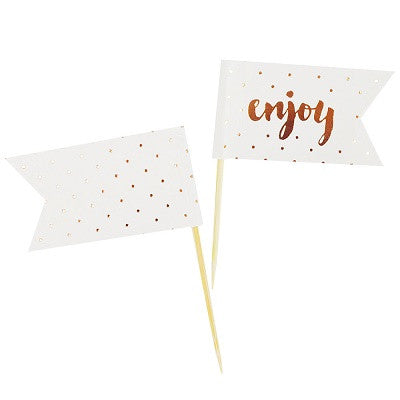 Rose Gold 'Enjoy' Cupcake Toppers (12 pack)