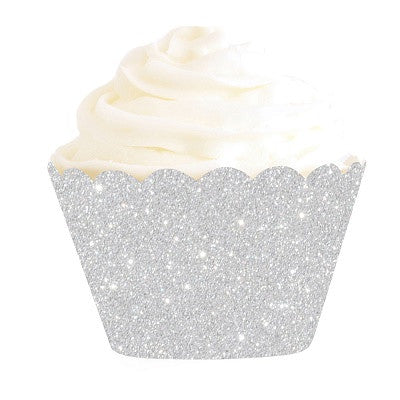 Silver Glitter Cupcake Wrappers (12 pack)
